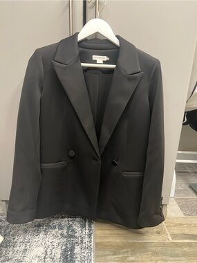 Good American Black Double-Breasted Blazer
